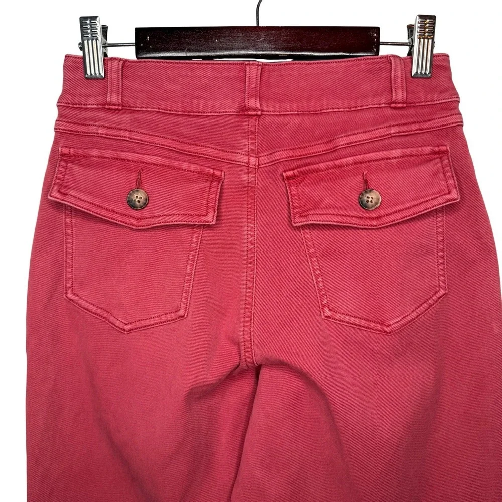 Spanx Stretch Twill Cropped Wide Leg Pant Medium Pink Mauve Pull On High Rise